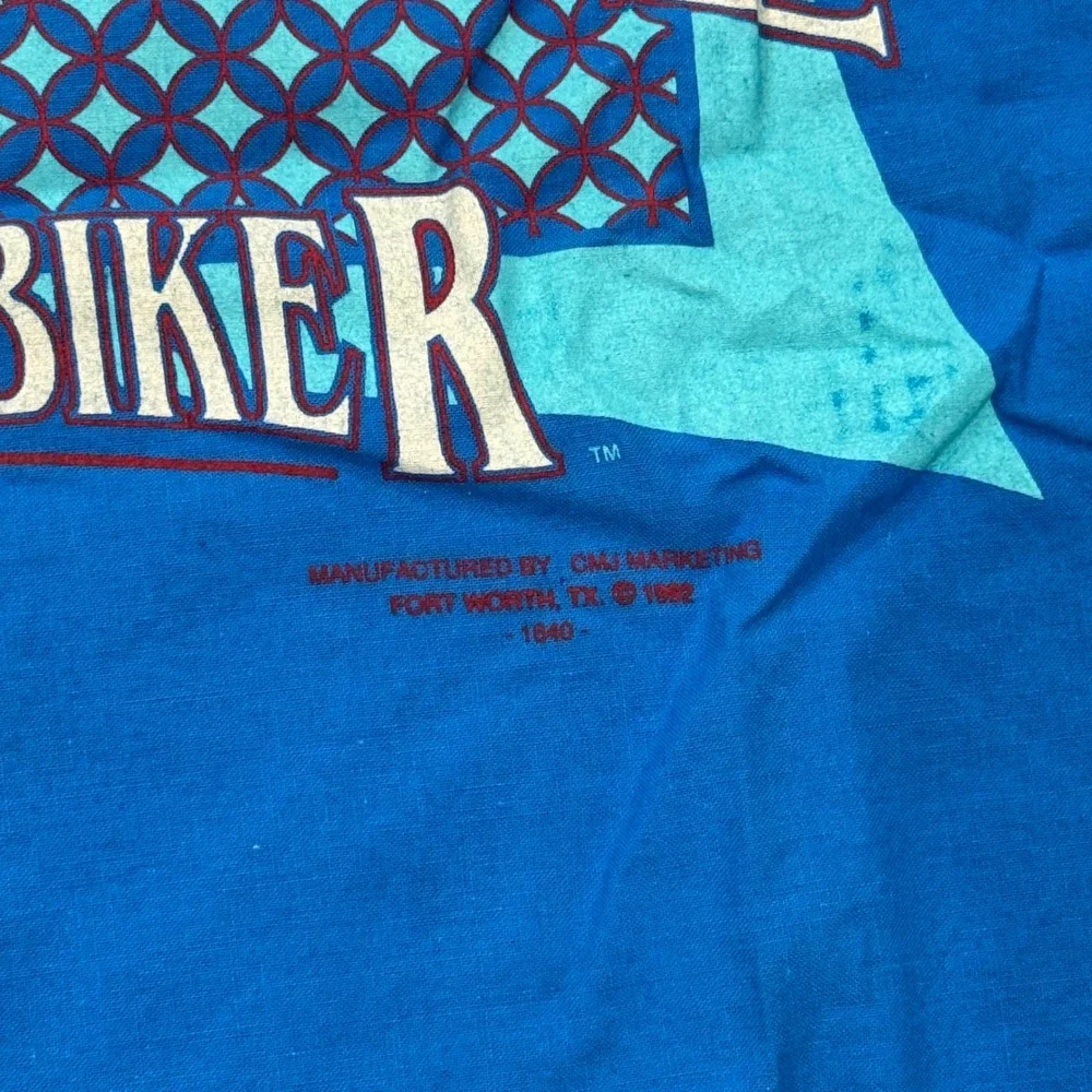 Vintage 1982 American Biker Bandana Blue Made in USA CMJ Marketing Motorcycle